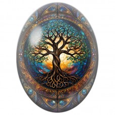 Cabochon en Verre Illustré Arbre de Vie en Vitrail 13x18, 18x25 ou 30x40mm pour la Création de Bijoux Fantaisie - DIY