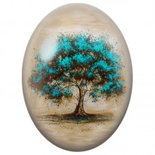 Cabochon en Verre Illustré Arbre Abstrait aux Éclaboussures Turquoise 13x18, 18x25 ou 30x40mm pour la Création de Bijoux Fantais