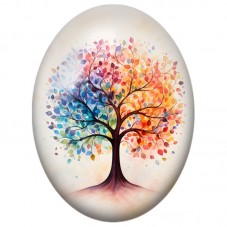 Cabochon en Verre Illustré Arbre de Vie aux Quatre Saisons 13x18, 18x25 ou 30x40mm pour la Création de Bijoux Fantaisie - DIY