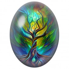 Cabochon en Verre Illustré Arbre Abstrait aux Rubans de Couleur 13x18, 18x25 ou 30x40mm pour la Création de Bijoux Fantaisie - D