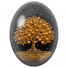 Cabochon en Verre Illustré Arbre aux Pommes d’Or 13x18, 18x25 ou 30x40mm pour la Création de Bijoux Fantaisie - DIY