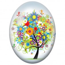 Cabochon en Verre Illustré Arbre Fleuri aux Coccinelles 13x18, 18x25 ou 30x40mm pour la Création de Bijoux Fantaisie - DIY