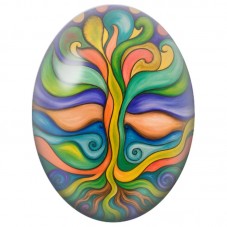 Cabochon en Verre Illustré Arbre Abstrait aux Vagues Colorées 13x18, 18x25 ou 30x40mm pour la Création de Bijoux Fantaisie - DIY