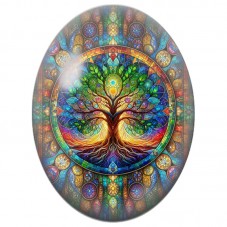 Cabochon en Verre Illustré Arbre de Vie en Rosace 13x18, 18x25 ou 30x40mm pour la Création de Bijoux Fantaisie - DIY