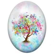 Cabochon en Verre Illustré Arbre Fantaisie aux Étoiles et aux Cœurs 13x18, 18x25 ou 30x40mm pour la Création de Bijoux Fantaisie