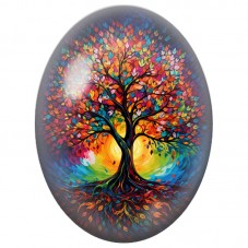 Cabochon en Verre Illustré Arbre de Vie aux Deux Lumières 13x18, 18x25 ou 30x40mm pour la Création de Bijoux Fantaisie - DIY