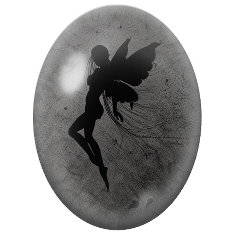 Cabochon en Verre Illustré Fée aux Grandes Ailes 13x18, 18x25 ou 30x40mm