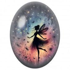 Cabochon en Verre Illustré Fée aux Ailes Rayées 13 x 18, 18 x 25 ou 30 x 40 mm pour la Création de Bijoux Fantaisie - DIY