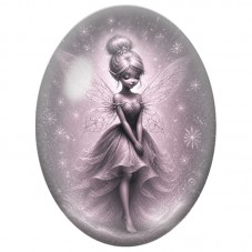 Cabochon en Verre Illustré Fée Monochrome aux Étoiles 13 x 18, 18 x 25 ou 30 x 40 mm pour la Création de Bijoux Fantaisie - DIY