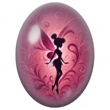 Cabochon en Verre Illustré Fée Rose aux Ailes Vaporeuses 13 x 18, 18 x 25 ou 30 x 40 mm pour la Création de Bijoux Fantaisie - D