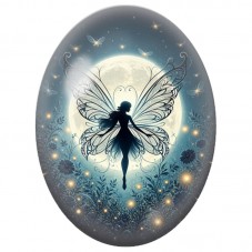 Cabochon en Verre Illustré Fée sous la Pleine Lune 13 x 18, 18 x 25 ou 30 x 40 mm pour la Création de Bijoux Fantaisie - DIY