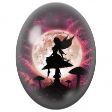 Cabochon en Verre Illustré Fée Sombre sous la Lune 13 x 18, 18 x 25 ou 30 x 40 mm pour la Création de Bijoux Fantaisie - DIY