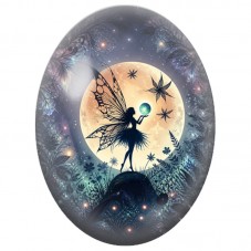 Cabochon en Verre Illustré Fée à la Sphère Lumineuse 13 x 18, 18 x 25 ou 30 x 40 mm pour la Création de Bijoux Fantaisie - DIY