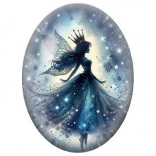 Cabochon en Verre Illustré Fée Princesse aux Étoiles 13 x 18, 18 x 25 ou 30 x 40 mm pour la Création de Bijoux Fantaisie - DIY