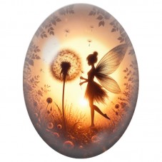 Cabochon en Verre Illustré Fée au Pissenlit dans la Lumière 13 x 18, 18 x 25 ou 30 x 40 mm pour la Création de Bijoux Fantaisie 