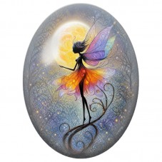 Cabochon en Verre Illustré Fée aux Ailes Arc-en-ciel 13 x 18, 18 x 25 ou 30 x 40 mm pour la Création de Bijoux Fantaisie - DIY