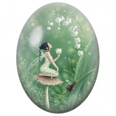 Cabochon en Verre Illustré Fée au Muguet 13 x 18, 18 x 25 ou 30 x 40 mm pour la Création de Bijoux Fantaisie - DIY