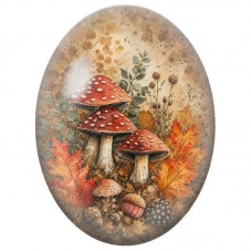 Cabochon en Verre Illustré Champignons Rouges D’automne 13 x 18, 18 x 25 ou 30 x 40 mm pour la Création de Bijoux Fantaisie - DI
