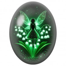 Cabochon en Verre Illustré Fée Lumineuse parmi le Muguet 13 x 18, 18 x 25 ou 30 x 40 mm pour la Création de Bijoux Fantaisie - D