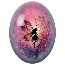 Cabochon en Verre Illustré Fée aux Ailes Rose et Bleue 13 x 18, 18 x 25 ou 30 x 40 mm pour la Création de Bijoux Fantaisie - DIY