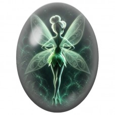 Cabochon en Verre Illustré Fée Verte Vue de Dos 13 x 18, 18 x 25 ou 30 x 40 mm pour la Création de Bijoux Fantaisie - DIY