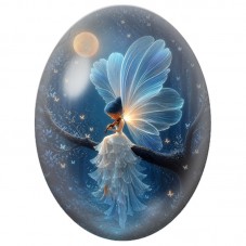 Cabochon en Verre Illustré Fée au Violon dans la Nuit 13 x 18, 18 x 25 ou 30 x 40 mm pour la Création de Bijoux Fantaisie - DIY