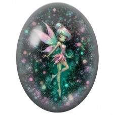 Cabochon en Verre Illustré Fée Rose et Turquoise 13 x 18, 18 x 25 ou 30 x 40 mm pour la Création de Bijoux Fantaisie - DIY