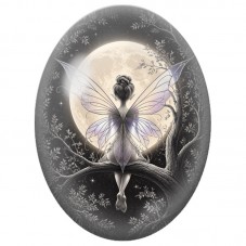 Cabochon en Verre Illustré Fée Violette sur une Branche 13 x 18, 18 x 25 ou 30 x 40 mm pour la Création de Bijoux Fantaisie - DI