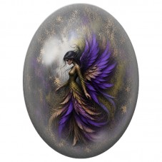 Cabochon en Verre Illustré Fée Gothique aux Ailes Violettes 13 x 18, 18 x 25 ou 30 x 40 mm pour la Création de Bijoux Fantaisie 