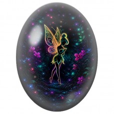 Cabochon en Verre Illustré Fée Néon dans la Nuit 13 x 18, 18 x 25 ou 30 x 40 mm pour la Création de Bijoux Fantaisie - DIY