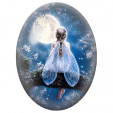 Cabochon en Verre Illustré Fée Blanche sur une Branche 13 x 18, 18 x 25 ou 30 x 40 mm pour la Création de Bijoux Fantaisie - DIY