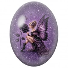 Cabochon en Verre Illustré Fée Gothique à la Rose et aux Étoiles 13 x 18, 18 x 25 ou 30 x 40 mm pour la Création de Bijoux Fanta