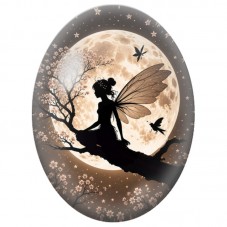 Cabochon en Verre Illustré Fée sur une Branche Fleurie 13 x 18, 18 x 25 ou 30 x 40 mm pour la Création de Bijoux Fantaisie - DIY
