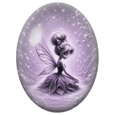 Cabochon en Verre Illustré Fée Violette sur une Fleur 13 x 18, 18 x 25 ou 30 x 40 mm pour la Création de Bijoux Fantaisie - DIY