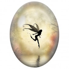 Cabochon en Verre Illustré Fée Sombre Devant la Pleine Lune 13 x 18, 18 x 25 ou 30 x 40 mm pour la Création de Bijoux Fantaisie 