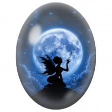Cabochon en Verre Illustré Fée Bleue à la Poussière d’Étoiles 13 x 18, 18 x 25 ou 30 x 40 mm pour la Création de Bijoux Fantaisi