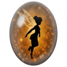 Cabochon en Verre Illustré Fée Dorée à la Baguette 13 x 18, 18 x 25 ou 30 x 40 mm pour la Création de Bijoux Fantaisie - DIY
