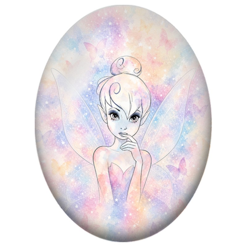 Cabochon en Verre Illustré Fée Pastel aux Papillons 13x18, 18x25 ou 30x40mm