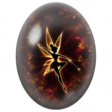 Cabochon en Verre Illustré Fée Dorée en Mouvement 13 x 18, 18 x 25 ou 30 x 40 mm pour la Création de Bijoux Fantaisie - DIY