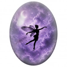 Cabochon en Verre Illustré Fée dans les Nuages Violets 13 x 18, 18 x 25 ou 30 x 40 mm pour la Création de Bijoux Fantaisie - DIY