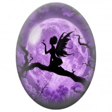 Cabochon en Verre Illustré Fée Sombre sur une Branche 13 x 18, 18 x 25 ou 30 x 40 mm pour la Création de Bijoux Fantaisie - DIY