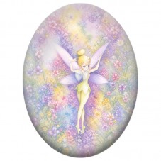 Cabochon en Verre Illustré Fée Jaune parmi les Fleurs 13 x 18, 18 x 25 ou 30 x 40 mm pour la Création de Bijoux Fantaisie - DIY