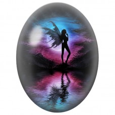 Cabochon en Verre Illustré Fée Sombre au Lac 13 x 18, 18 x 25 ou 30 x 40 mm pour la Création de Bijoux Fantaisie - DIY