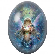 Cabochon en Verre Illustré Fée des Eaux aux Papillons 13 x 18, 18 x 25 ou 30 x 40 mm pour la Création de Bijoux Fantaisie - DIY