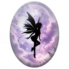 Cabochon en Verre Illustré Fée Sombre dans les Nuages 13 x 18, 18 x 25 ou 30 x 40 mm pour la Création de Bijoux Fantaisie - DIY