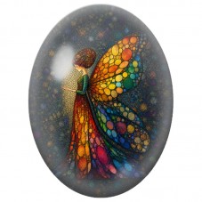 Cabochon en Verre Illustré Fée aux Ailes de Pierres Colorées 13 x 18, 18 x 25 ou 30 x 40 mm pour la Création de Bijoux Fantaisie
