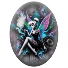 Cabochon en Verre Illustré Fée Gothique au Parapluie 13 x 18, 18 x 25 ou 30 x 40 mm pour la Création de Bijoux Fantaisie - DIY