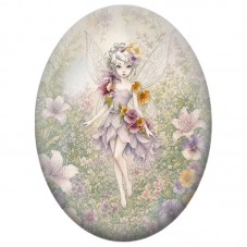 Cabochon en Verre Illustré Fée Fleurie aux Ailes Fines 13 x 18, 18 x 25 ou 30 x 40 mm pour la Création de Bijoux Fantaisie - DIY