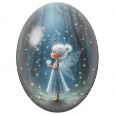 Cabochon en Verre Illustré Fée au Pissenlit dans la Forêt 13 x 18, 18 x 25 ou 30 x 40 mm pour la Création de Bijoux Fantaisie - 