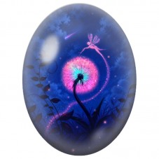 Cabochon en Verre Illustré Fée au Pissenlit Lumineux 13 x 18, 18 x 25 ou 30 x 40 mm pour la Création de Bijoux Fantaisie - DIY